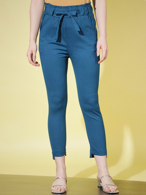 RIEKA Regular Fit Women Black Trousers