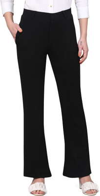 fithub Regular Fit Women Black Trousers