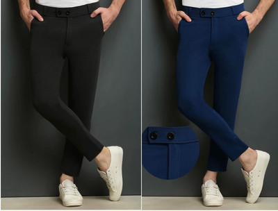 ynam Slim Fit Men Grey, Blue Trousers