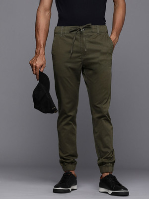 WROGN Solid Men Olive Track Pants