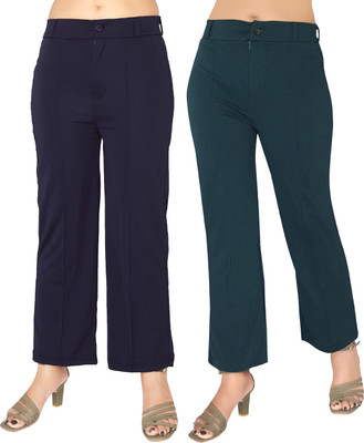 Fashion Bazaar Straight Fit Women Dark Green Trousers
