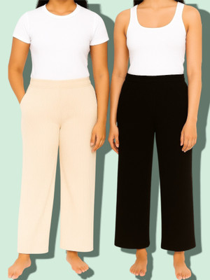EpicDesigns Comfort Fit Women Beige, Black Trousers