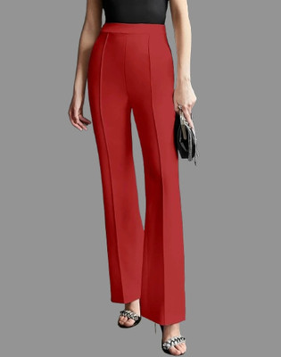 Levony Regular Fit Women Red Trousers