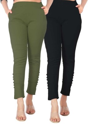 DEEPA ENTERPRISE Regular Fit Women Light Green, Black Trousers