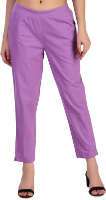 beSOLID Regular Fit Women Purple Trousers