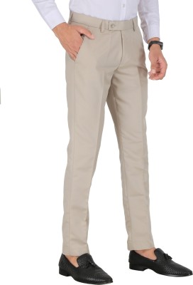 GhabaCreation Slim Fit Men Beige Trousers