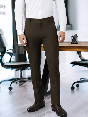 SUBTRACT Slim Fit Men Dark Green Trousers