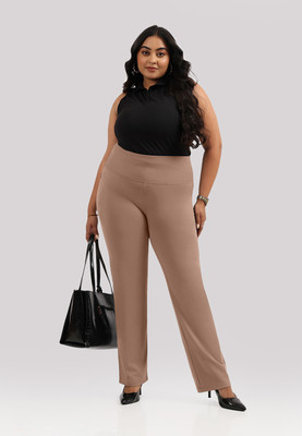 BlissClub Ultimate Sculpt Straight Pants - Tall Regular Fit Women Brown Trousers