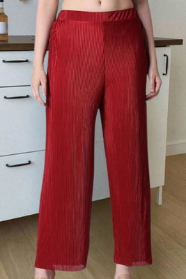 POPWINGS Relaxed Women Maroon Trousers