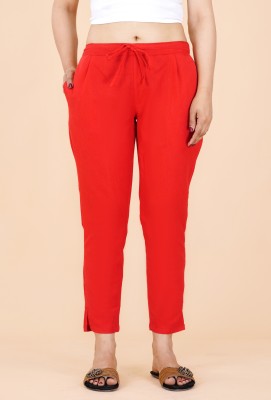 Misaina Regular Fit Women Red Trousers