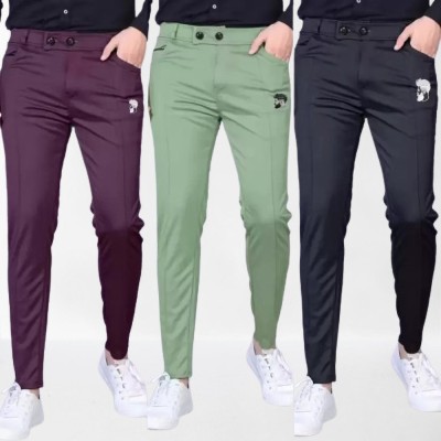 Achalnath Enterprises Regular Fit Men Light Green, Purple, Black Trousers