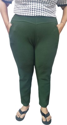 RUBY DESIGNER Regular Fit Women Dark Green Trousers