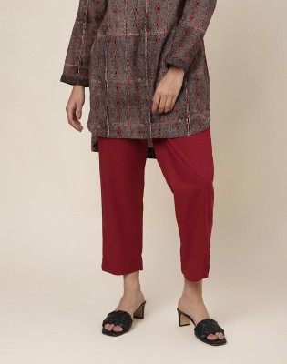 Fabindia Regular Fit Women Maroon Trousers