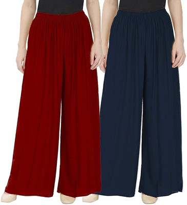 TAREEKA Regular Fit Women Blue, Maroon Trousers