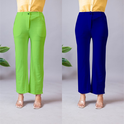 INDIANRANG Regular Fit Women Light Green, Blue Trousers