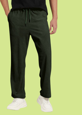 NIVEDANM Relaxed Men Dark Green Trousers