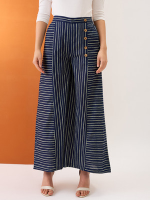 Globus Flared Women Blue, White Trousers