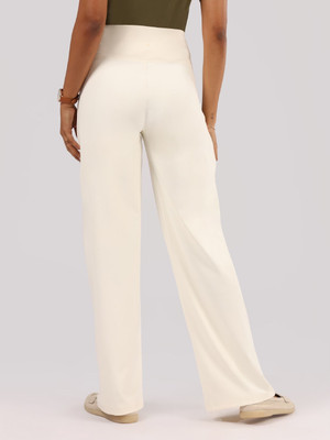BlissClub Ultimate Wide Legged Pants, Lite - Tall Regular Fit Women White Trousers