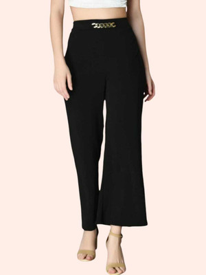 Trendoraa Regular Fit Women Black Trousers