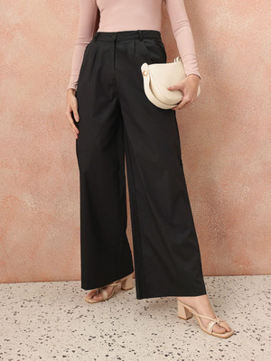 All About You Formals Regular Fit Women Black Trousers