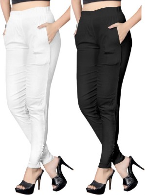 QUEEN PUSHPAM Regular Fit Women White, Black Trousers