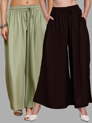 VALLES365 by S.c. Flared Women Brown, Green Trousers
