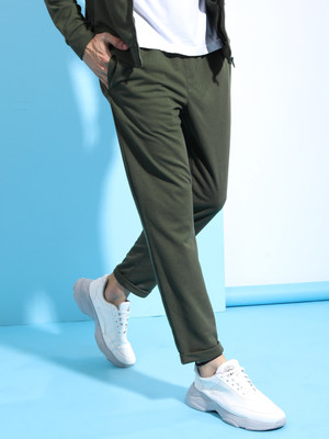HIGHLANDER Popcorn Structured Solid Men Green Track Pants
