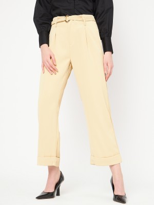 MADAME Regular Fit Women Beige Trousers