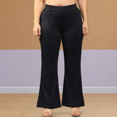 Looksky Loose Fit Women Black Trousers