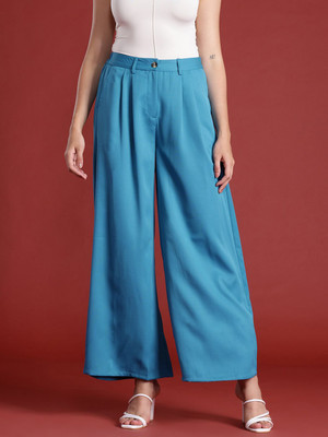 all about you Flared Women Blue Trousers