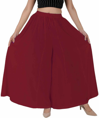 Jaipuri Print Flared Women Maroon Trousers