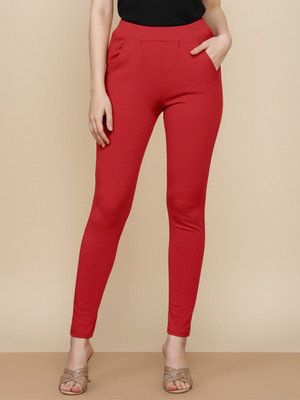 DTR FASHION Slim Fit Women Red Trousers