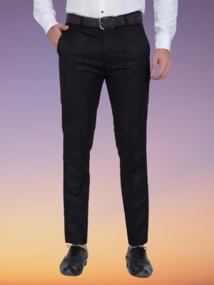 Kurus Regular Fit Men Black Trousers