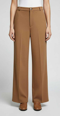 Fauzu Straight Fit Women Brown Trousers