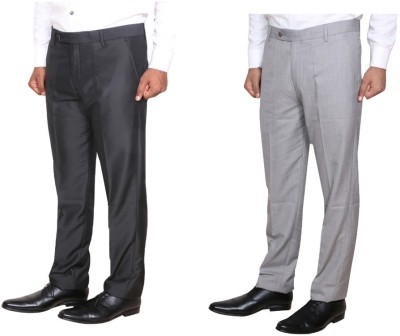 KAVYA Regular Fit Men Grey, Purple Trousers