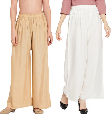 Go Gazab Loose Fit Women White, Beige Trousers