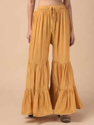 A R SILK DUPATTA HUB Regular Fit Women Gold Trousers