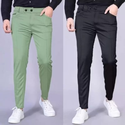 Achalnath Enterprises Regular Fit Men Light Green, Black Trousers