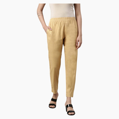 High Glitz Regular Fit Women Beige Trousers