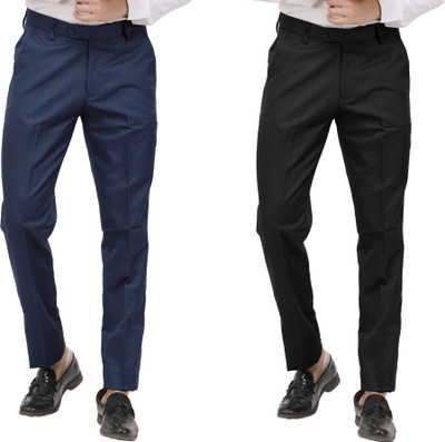 Kavita Fasion Regular Fit Men Dark Blue, Black Trousers