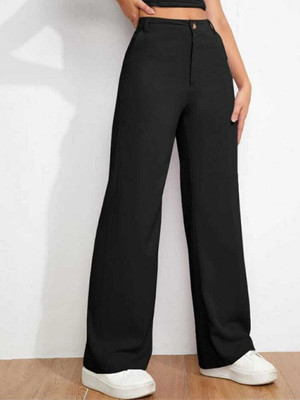 Broadstar Loose Fit Women Black Trousers