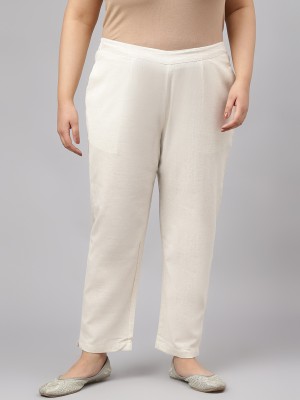 Jaipur Attire Regular Fit Women Cream Trousers