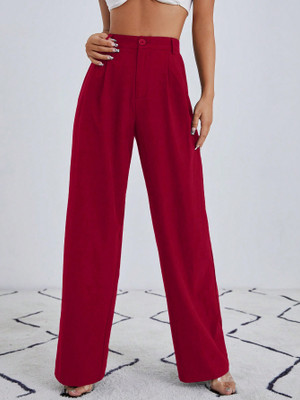 NUCOUTHS Regular Fit Women Maroon Trousers