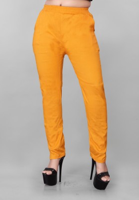 Madhavas Fashion Regular Fit Women Gold Trousers