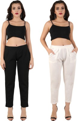 FLYJAG Regular Fit Women Black, White Trousers