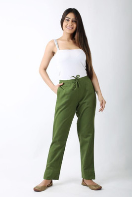 Oxinexx Regular Fit Women Light Green Trousers