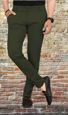 CIVIRASTYLE Regular Fit Men Dark Green Trousers