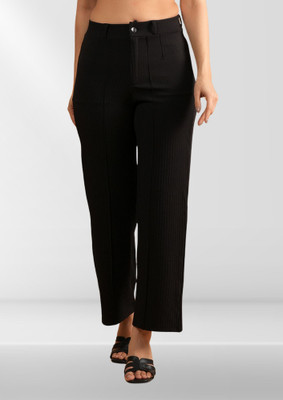 METRONAUT Straight Fit Women Black Trousers