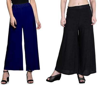 GulGuli Relaxed Women Dark Blue, Black Trousers