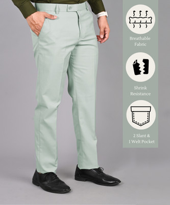 STREETVIBES Regular Fit Men Light Green Trousers